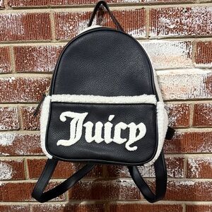 Juicy Couture Black and White Sherpa Backpack Purse Logo Lining Mint Condition